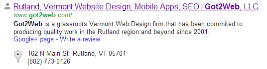 Vermont SEO - This is how a search engine displays the title element Vermont SEO - This is how a search engine displays the title element